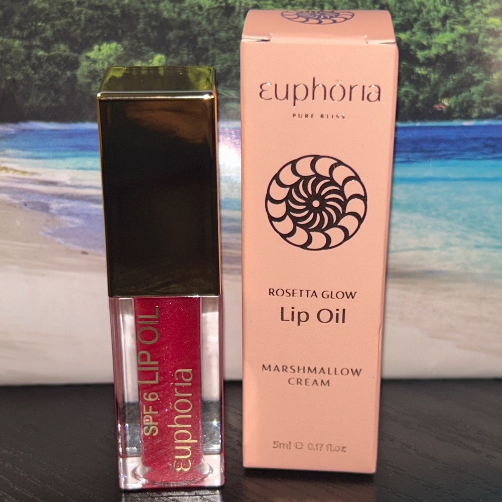 Euphoria Pure Bliss Rosetta Glow Lip Oil Marshmallow Cream SPF 6 Soft Pink 5ml